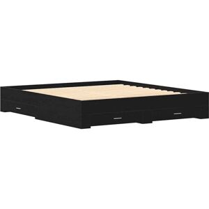 Vidaxl Black Solid Oak Bed Frame 180x200cm - Bed Frame Vidaxl Black Solid Oak Bed Frame 180x200cm - Bed Frame