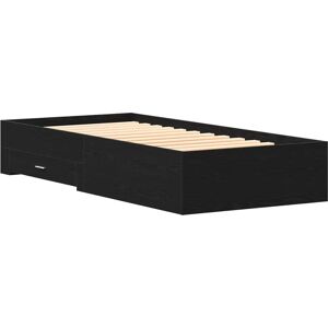 Vidaxl Black Wooden Bed Frame with Storage Drawer - Bed Frame Vidaxl Black Wooden Bed Frame with Storage Drawer - Bed Frame