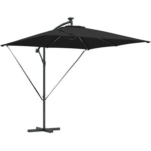 VidaXL Steel Black Parasol - UV-Resistant, Windproof, LED VidaXL Steel Black Parasol - UV-Resistant, Windproof, LED