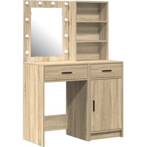Vidaxl Sonoma Oak Dressing Table Set With LED - Modern Rectangular Style Vidaxl Sonoma Oak Dressing Table Set With LED - Modern Rectangular Style
