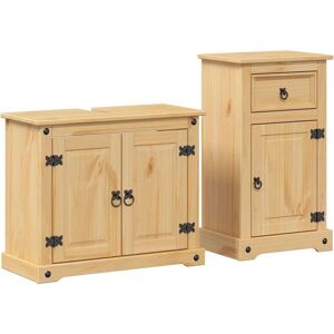 vidaXL Pine Bathroom Furniture Set - Corona - Bathroom Furniture Set vidaXL Pine Bathroom Furniture Set - Corona - Bathroom Furniture Set