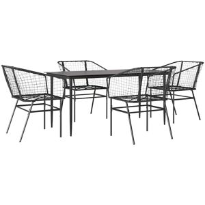 Vidaxl Garden Dining Set - 5 pcs Black Synthetic Rattan Table Chairs Vidaxl Garden Dining Set - 5 pcs Black Synthetic Rattan Table Chairs