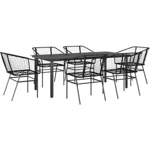 Vidaxl Garden Dining Set - 7 Piece Outdoor Rattan Table and Chairs Vidaxl Garden Dining Set - 7 Piece Outdoor Rattan Table and Chairs