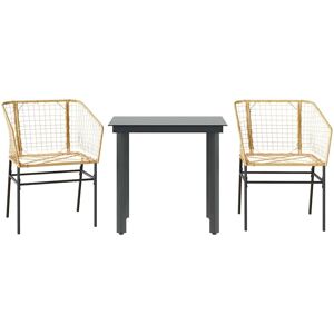 VidaXL Garden Dining Set - Brown Synthetic Rattan, Glass, 3 Pieces VidaXL Garden Dining Set - Brown Synthetic Rattan, Glass, 3 Pieces
