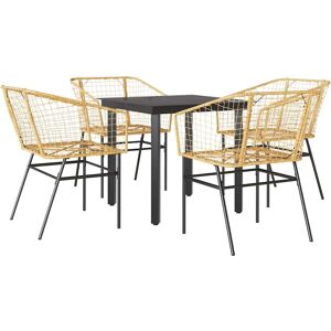 Vidaxl Brown Wicker 5-Piece Garden Dining Set - Garden Furniture Vidaxl Brown Wicker 5-Piece Garden Dining Set - Garden Furniture