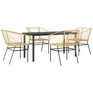 Vidaxl Garden Dining Set - 5-Piece Brown Rattan Glass Outdoor Furniture Vidaxl Garden Dining Set - 5-Piece Brown Rattan Glass Outdoor Furniture
