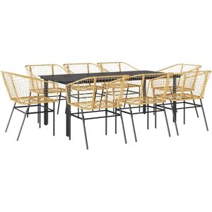 Vidaxl Garden Dining Set - 9 Piece Synthetic Rattan Table Chairs Vidaxl Garden Dining Set - 9 Piece Synthetic Rattan Table Chairs