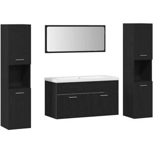 Vidaxl Black Oak Bathroom Furniture Set - Modern Storage Vidaxl Black Oak Bathroom Furniture Set - Modern Storage