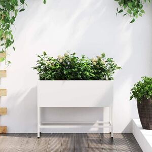 vidaXL Pot de Plantes Blanc Métal 60x26x45cm - Publicité vidaXL Pot de Plantes Blanc Métal 60x26x45cm - Publicité