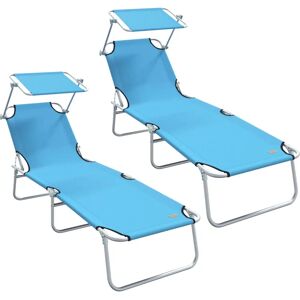 vidaXL Sky Blue Folding Sun Loungers Set of 2 - Sun Loungers vidaXL Sky Blue Folding Sun Loungers Set of 2 - Sun Loungers