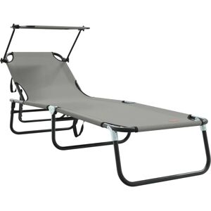 vidaXL Foldable Sun Lounger with Sun Canopy - Outdoor Adjustable Recliner vidaXL Foldable Sun Lounger with Sun Canopy - Outdoor Adjustable Recliner