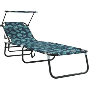 vidaXL Foldable Sun Lounger - Leaf Print - Garden Outdoor vidaXL Foldable Sun Lounger - Leaf Print - Garden Outdoor