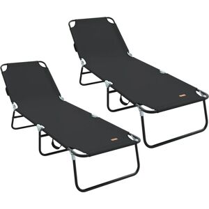 vidaXL Folding Couches 2 Pcs. Portable Black - Outdoor Relaxation Furniture vidaXL Folding Couches 2 Pcs. Portable Black - Outdoor Relaxation Furniture