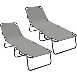 vidaXL Folding Couch - Portable Gray - Sun Lounger Set vidaXL Folding Couch - Portable Gray - Sun Lounger Set
