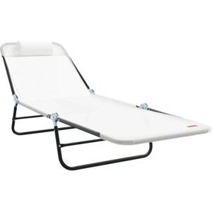 vidaXL Folding sun lounger Creme Textilene - Sun Lounger vidaXL Folding sun lounger Creme Textilene - Sun Lounger