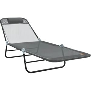 vidaXL Foldable Sun Lounger Grey Textilene - Sun Lounger vidaXL Foldable Sun Lounger Grey Textilene - Sun Lounger