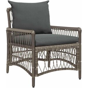 vidaXL Garden Chair with Cushion Grey Poly Rattan Standard - Garden Chair vidaXL Garden Chair with Cushion Grey Poly Rattan Standard - Garden Chair