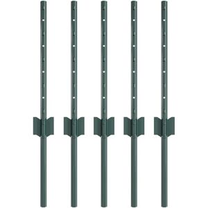 vidaXL Fence Post 5 Pieces U-Channel Green 40 cm Steel 80 cm - Fence Post vidaXL Fence Post 5 Pieces U-Channel Green 40 cm Steel 80 cm - Fence Post