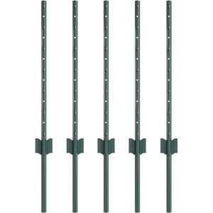 vidaXL Fence Post 5 Pieces U-Channel Green 60 cm Steel 100 cm vidaXL Fence Post 5 Pieces U-Channel Green 60 cm Steel 100 cm