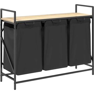 vidaXL Laundry Basket with 3 Compartments & Sonoma Oak Shelf vidaXL Laundry Basket with 3 Compartments & Sonoma Oak Shelf