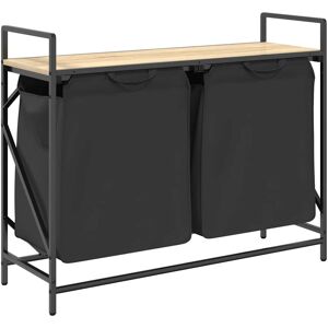 vidaXL Laundry Basket - Sonoma oak Brown - 2 Compartments vidaXL Laundry Basket - Sonoma oak Brown - 2 Compartments