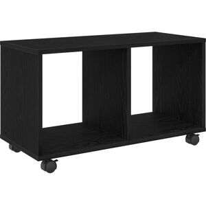 vidaXL Black Oak Side Table with Wheels - Side Table vidaXL Black Oak Side Table with Wheels - Side Table