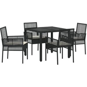 VIDAXL Garden Dining Set Square Tempered Glass 4 Chairs 5 Pieces VIDAXL Garden Dining Set Square Tempered Glass 4 Chairs 5 Pieces