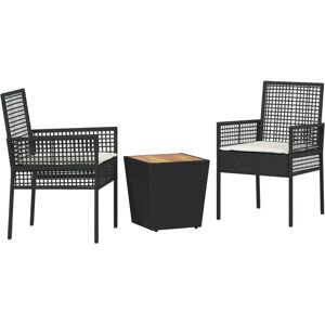 Vidaxl Black Poly Rattan Garden Bistro Set - 3 Pieces Vidaxl Black Poly Rattan Garden Bistro Set - 3 Pieces