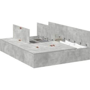VIDAXL Bed with Storage Gray Concrete 135x190cm - Bed with Storage VIDAXL Bed with Storage Gray Concrete 135x190cm - Bed with Storage