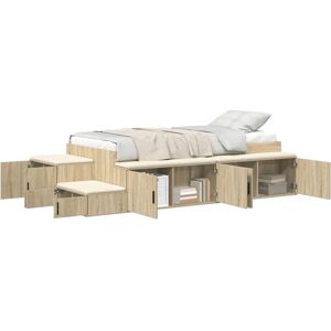 vidaXL Storage Bed - 80x200 cm - Durable Oak Finish - Indoor Bedroom Furniture vidaXL Storage Bed - 80x200 cm - Durable Oak Finish - Indoor Bedroom Furniture