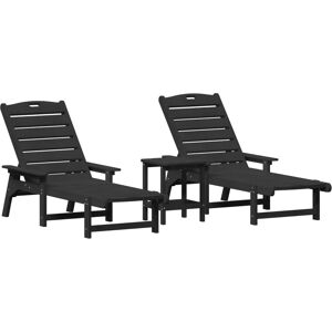 VIDAXL Black Garden Lounge Set - 3 Pieces - Weatherproof HDPE VIDAXL Black Garden Lounge Set - 3 Pieces - Weatherproof HDPE