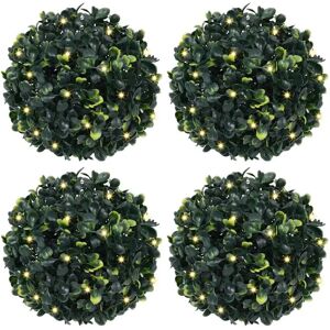 vidaXL Artificial Boxwood Balls with LED Lights 4 pcs Green 12 cm - Artificial Boxwood Balls vidaXL Artificial Boxwood Balls with LED Lights 4 pcs Green 12 cm - Artificial Boxwood Balls