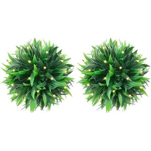 vidaXL Artificial Boxwood Balls with LED Lights 2 pcs Green 20 cm - Artificial Boxwood Balls vidaXL Artificial Boxwood Balls with LED Lights 2 pcs Green 20 cm - Artificial Boxwood Balls
