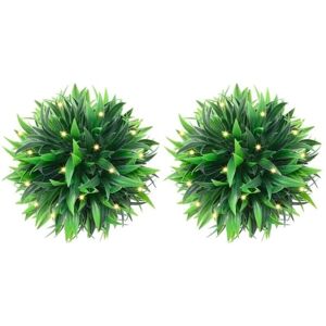 vidaXL Artificial Boxwood Balls with LED Lights - Set of 2, Green, 30cm vidaXL Artificial Boxwood Balls with LED Lights - Set of 2, Green, 30cm