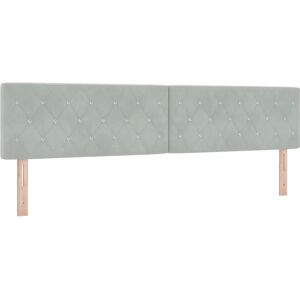 vidaXL Headboard upholstered with crystal button - Light grey - 200 cm - Velvet - Bed Headboard vidaXL Headboard upholstered with crystal button - Light grey - 200 cm - Velvet - Bed Headboard