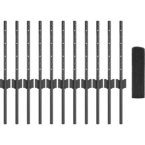 vidaXL Svejset trådhegn med 11 U-poster Grå - Hegn vidaXL Svejset trådhegn med 11 U-poster Grå - Hegn