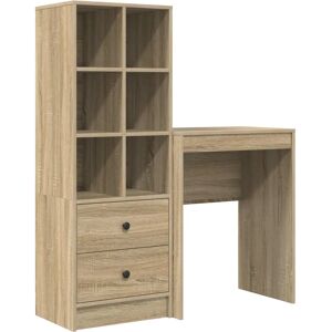 Vidaxl Sonoma Oak Storage Desk - Wood Office Furniture Vidaxl Sonoma Oak Storage Desk - Wood Office Furniture