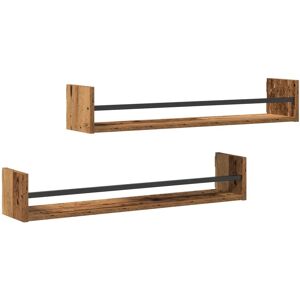 vidaXL Wall Shelves - Reclaimed Wood 2 Pieces - 80x16x14 cm vidaXL Wall Shelves - Reclaimed Wood 2 Pieces - 80x16x14 cm