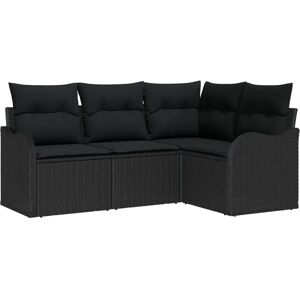 VidaXL Garden Sofa Set 4 Pieces with Cushions - Outdoor Modular Rattan Sofa VidaXL Garden Sofa Set 4 Pieces with Cushions - Outdoor Modular Rattan Sofa