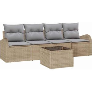 Vidaxl Beige Synthetic Rattan Garden Sofa Set - Garden Furniture Vidaxl Beige Synthetic Rattan Garden Sofa Set - Garden Furniture