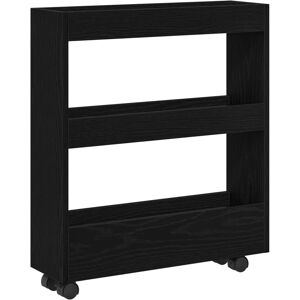 vidaXL Black Oak Narrow Bathroom Cabinet with Casters - Bathroom Furniture vidaXL Black Oak Narrow Bathroom Cabinet with Casters - Bathroom Furniture