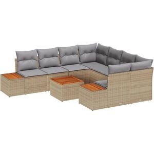 VIDAXL Hagemøbelsett 9 deler Beige Rattan Teak VIDAXL Hagemøbelsett 9 deler Beige Rattan Teak