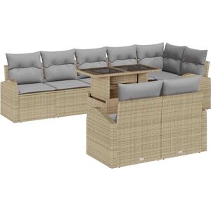 Vidaxl Garden Sofa Set 9 Pieces Beige Gray Cushions Vidaxl Garden Sofa Set 9 Pieces Beige Gray Cushions