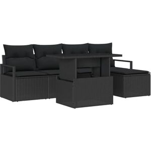 VIDAXL Garden Sofa Set - Black - 6 Pieces - Outdoor Furniture VIDAXL Garden Sofa Set - Black - 6 Pieces - Outdoor Furniture