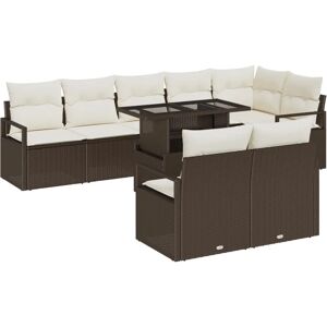 VIDAXL Garden Sofa Set 9 Pieces Brown Rattan Modular Outdoor Patio VIDAXL Garden Sofa Set 9 Pieces Brown Rattan Modular Outdoor Patio