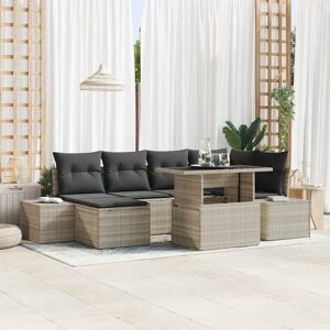 VidaXL Garden Sofa Set - 7-piece Modern Patio Lounge - Light Gray VidaXL Garden Sofa Set - 7-piece Modern Patio Lounge - Light Gray