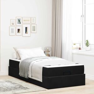 Pat de depozitare din velur negru VidaXL 90x190 cm - Pat Pat de depozitare din velur negru VidaXL 90x190 cm - Pat