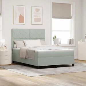 Vidaxl Gray Velvet Pocket Spring Mattress - Bed Vidaxl Gray Velvet Pocket Spring Mattress - Bed