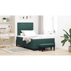 Bospring Model - Dark Green Velvet Bed with Storage & Bench - Bed Bospring Model - Dark Green Velvet Bed with Storage & Bench - Bed