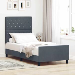 Vidaxl Dark Gray Velvet Modern Bed Frame 100x200cm - Bed Vidaxl Dark Gray Velvet Modern Bed Frame 100x200cm - Bed